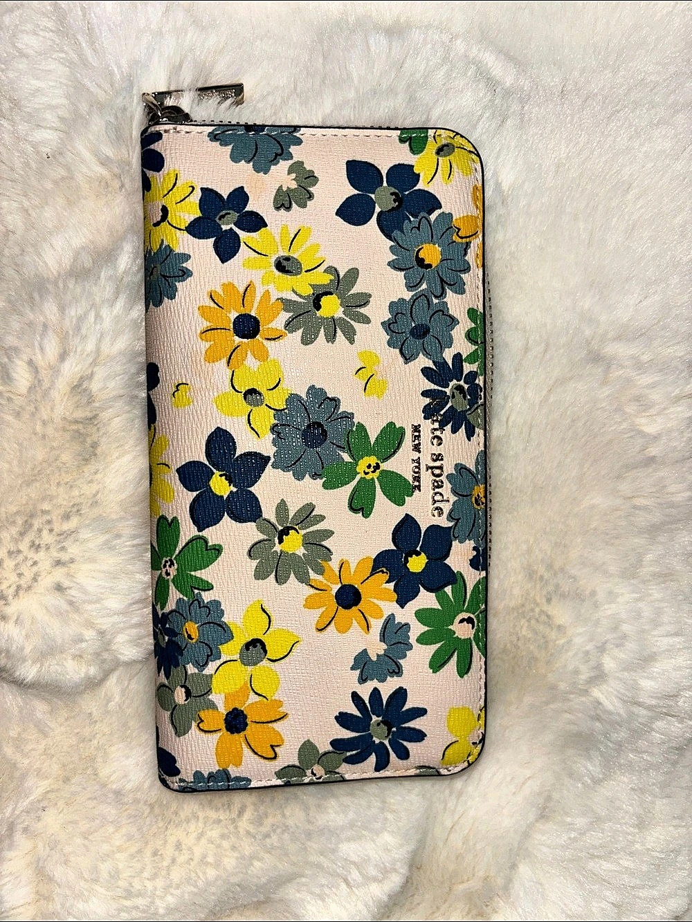 Kate Spade Floral Zip Around Wallet in Pink & Blue